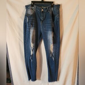 Men's Distressed Blue Jeans